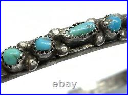 Old Pawn Zuni Native Sterling Silver Petit Point Turquoise 7 Cuff Bracelet