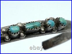 Old Pawn Zuni Native Sterling Silver Petit Point Turquoise 7 Cuff Bracelet