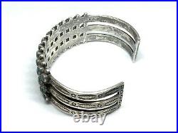 Old Pawn Zuni Sterling Silver 3 Row Petit Point Turquoise 6.5 Cuff Bracelet