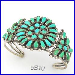 Old Pawn Zuni Sterling Silver & Petit Point Turquoise Cluster Cuff Bracelet G BM