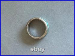 Old Pawn Zuni Sterling Silver with Inlaid Turquoise Wedding Band Ring. Size 10