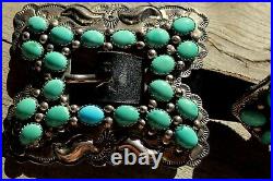 Old Robert Shakey Navajo Handmade Sterling Silver & Turquoise Stone Belt SIGNED