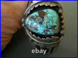 Old Southwestern Native American Blue Green Turquoise Sterling Silver Bracelet