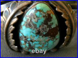 Old Southwestern Native American Blue Green Turquoise Sterling Silver Bracelet