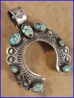 Old Style Navajo Sterling Silver & Turquoise Naja Pendant