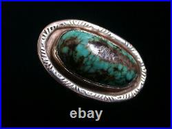 Old Vintage BisbeeTurquoise Sterling Silver Native American Ring Size 7 1/2