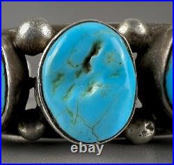 Old Vintage Navajo Guild Sterling Silver Turquoise Cuff Bracelet SOLID & HEARTY