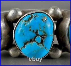 Old Vintage Navajo Guild Sterling Silver Turquoise Cuff Bracelet SOLID & HEARTY
