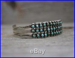 Old Zuni Snake Eye Native American Sterling Silver Turquoise Cuff Bracelet