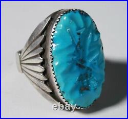 Old Zuni Sterling Silver& Turquoise Ring-Signed-Native American- Robert Leekya