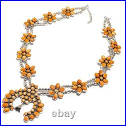 Orange Oyster Shell Turquoise Stone Sterling Silver Wife Chain Necklace Jewelry Orange Oyster Shell Turquoise Stone Sterling Silver Wife Chain Necklace Jewelry