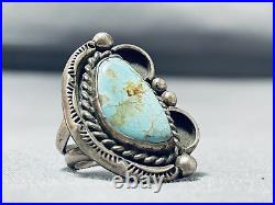 Outstanding Vintage Navajo 8 Turquoise Sterling Silver Ring
