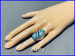 Outstanding Vintage Navajo Morenci Turquoise Sterling Silver Ring