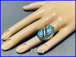 Outstanding Vintage Navajo Morenci Turquoise Sterling Silver Ring