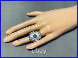 Outstanding Vintage Navajo Old Kingman Turquoise Sterling Silver Ring