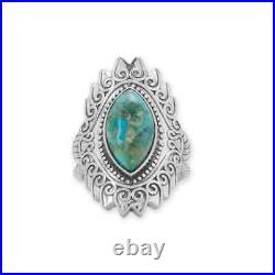 Oxidized Marquise Dot Turquoise Ring 925 Sterling Silver