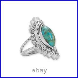 Oxidized Marquise Dot Turquoise Ring 925 Sterling Silver