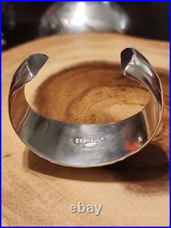 P. BENALLY Sterling Signed Navajo Indian Southwestern Silver Cuff with Turquoise
