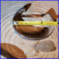 P. BENALLY Sterling Signed Navajo Indian Southwestern Silver Cuff with Turquoise