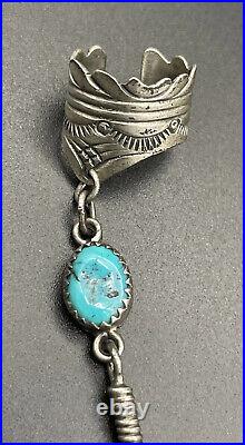 Pair Of Vintage Sterling Silver Navajo Earrings Ahasteen Turquoise Stone