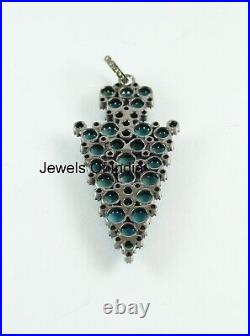 Pendant 925 Sterling Silver Natural Rosecut Diamond Turquoise Pendant Jewelry