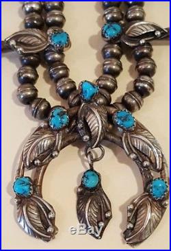 Petite Vintage Native American Sterling Silver Turquoise Squash Blossom