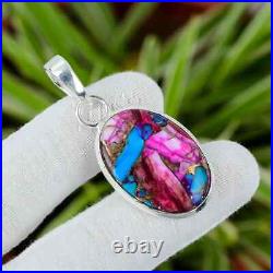 Pink Oyster Turquoise Pendant 925 Sterling Silver Women Unique Jewelry Necklace Pink Oyster Turquoise Pendant 925 Sterling Silver Women Unique Jewelry Necklace