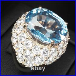 Pristine Ocean Blue Aquamarine Oval 15.05Ct 925 Sterling Silver Handmade Rings Pristine Ocean Blue Aquamarine Oval 15.05Ct 925 Sterling Silver Handmade Rings