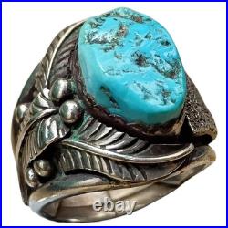 Private Collection Navajo 1950s Sterling Silver Nevada Blue Turquoise Ringsz12