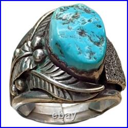Private Collection Navajo 1950s Sterling Silver Nevada Blue Turquoise Ringsz12