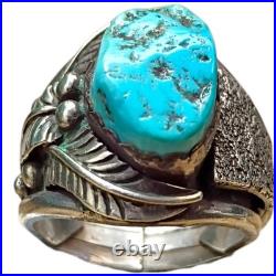 Private Collection Navajo 1950s Sterling Silver Nevada Blue Turquoise Ringsz12