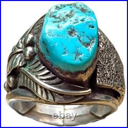 Private Collection Navajo 1950s Sterling Silver Nevada Blue Turquoise Ringsz12