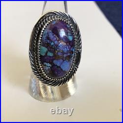 Purple Mojave Turquoise Sterling Silver Ring TBYRD Navajo Avin Joe sz 8.5 R0074