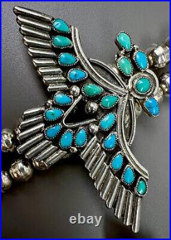 RARE HUGE Vintage Navajo Sterling Silver Thunderbird Turquoise Necklace & Cuff