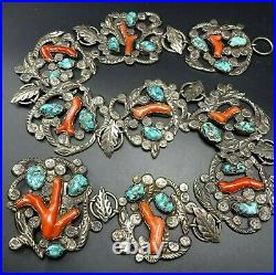RARE Museum Quality DAN SIMPLICIO BELT Sterling Silver TURQUOISE & BRANCH CORAL