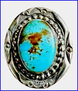 RARE Native American Carol Felley Silver Turquoise Ring Sz 7 GORGEOUS