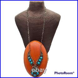 RARE Richard Begay RB Sterling Silver sleeping beauty Turquoise Necklace