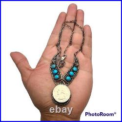 RARE Richard Begay RB Sterling Silver sleeping beauty Turquoise Necklace