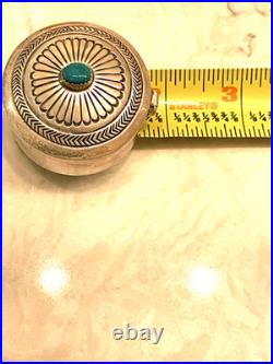 RARE Sterling Silver Turquoise 29.1g Navajo Pill Box Native American Jewelry