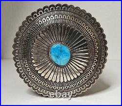 RARE Sunshine Reeves Signed Sterling Silver & Turquoise Round Jewelry Box Navajo