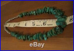 RARE Vintage NAVAJO Chunky Fox Turquoise and Sterling Silver NATIVE Necklace OLD