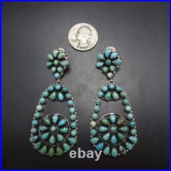 RENELL PERRY Navajo 3 Long TURQUOISE CLUSTER Sterling Silver EARRINGS Dangle