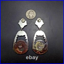 RENELL PERRY Navajo 3 Long TURQUOISE CLUSTER Sterling Silver EARRINGS Dangle