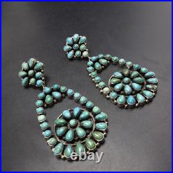 RENELL PERRY Navajo 3 Long TURQUOISE CLUSTER Sterling Silver EARRINGS Dangle