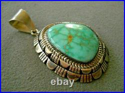 RICHARD CURLEY Native American Carico Lake Turquoise Sterling Silver Pendant