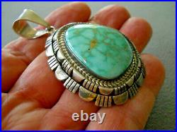 RICHARD CURLEY Native American Carico Lake Turquoise Sterling Silver Pendant