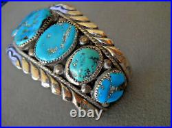 ROAN HORSE Southwestern Native American Turquoise Row Sterling Silver Bracelet