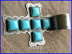 ROCKI Gorman Sterling Silver Turquoise Cross Pendant KC Cook $750 ROCKI Gorman Sterling Silver Turquoise Cross Pendant KC Cook $750