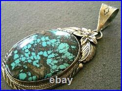 ROIE JAQUE Southwestern Native American Indian Turquoise Sterling Silver Pendant