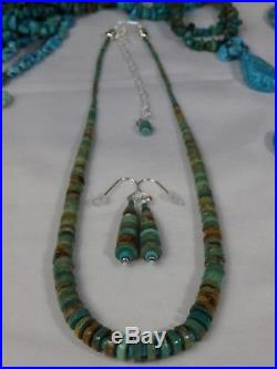 ROYSTON TURQUOISE Nevada STERLING Silver 2 NAVAJO PEARLS 21 Necklace & Earrings